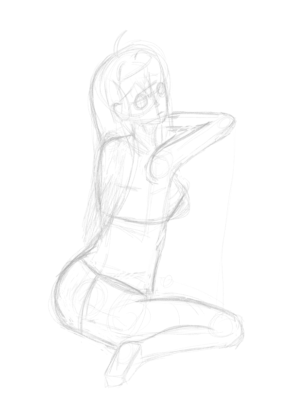 Character illustration sketch rough draft - head and body proportions