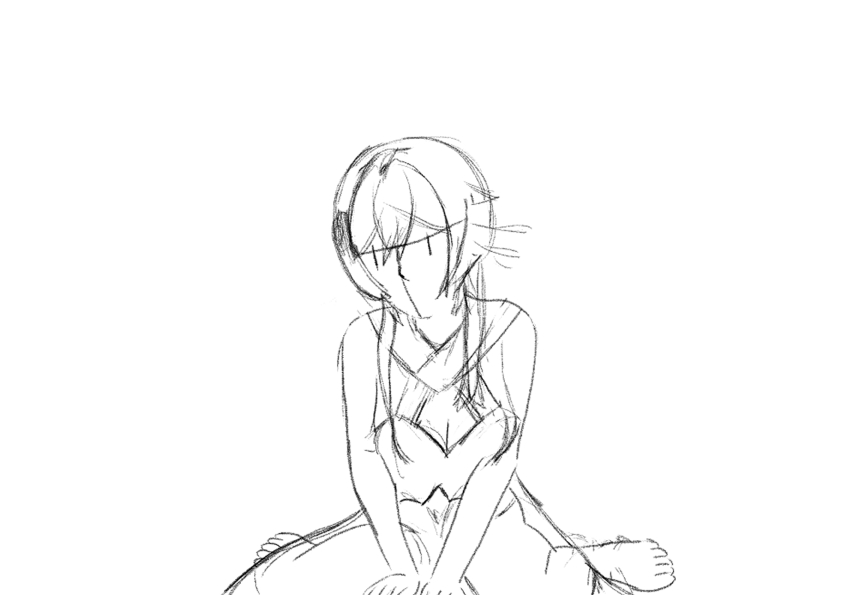 Rough sketch of Lumine fanart traced from CSP 3D mannequin