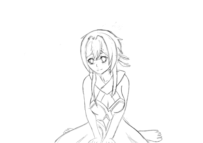 Rough detailing phase of Lumine fanart—facial features and outfit details refined