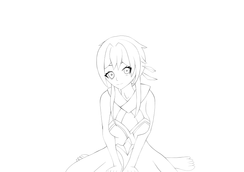 Clean Lumine fanart line art with line weight variation