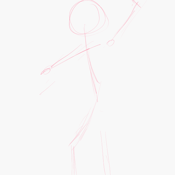 Beginner daily drawing practice: stickman gesture sketch capturing body energy, September 8, 2025