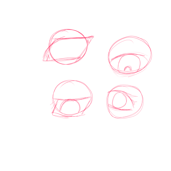 Eyelid shape experimentation from various angles