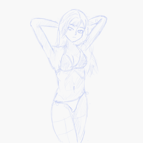 Rough sketch of anime-style character based on real-life reference