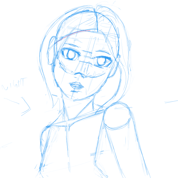 Rough sketch of anime-style character from real-life reference