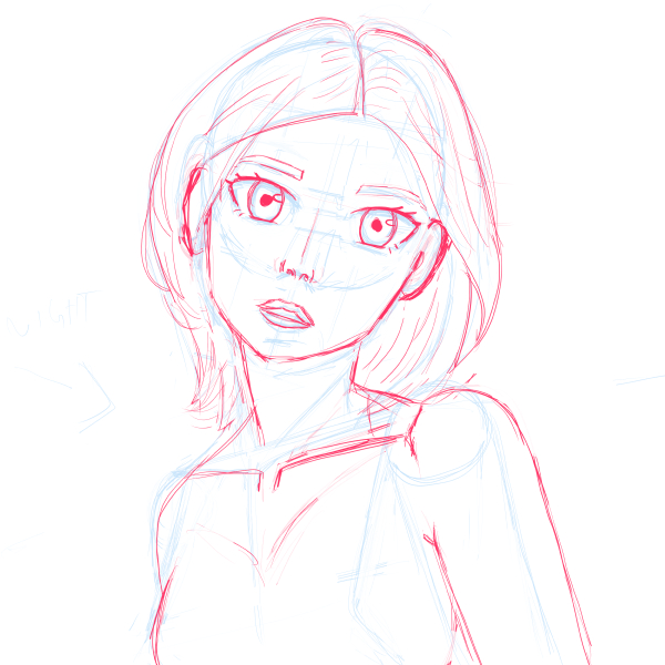 Basic detail sketch of anime-style character