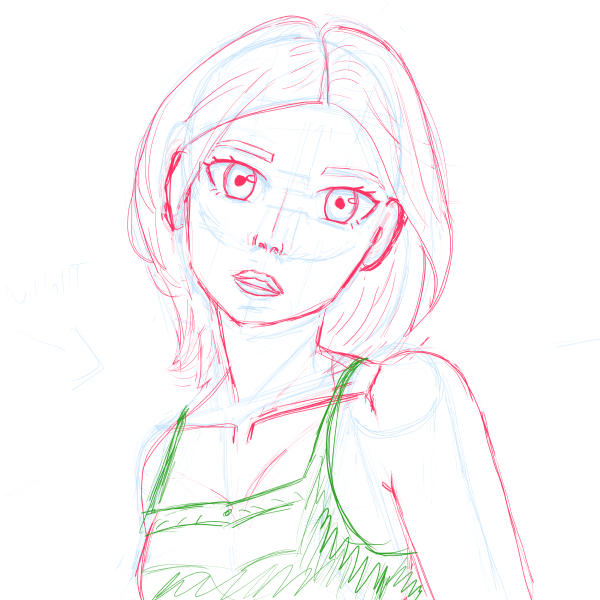 Anime-style character clothing detail sketch