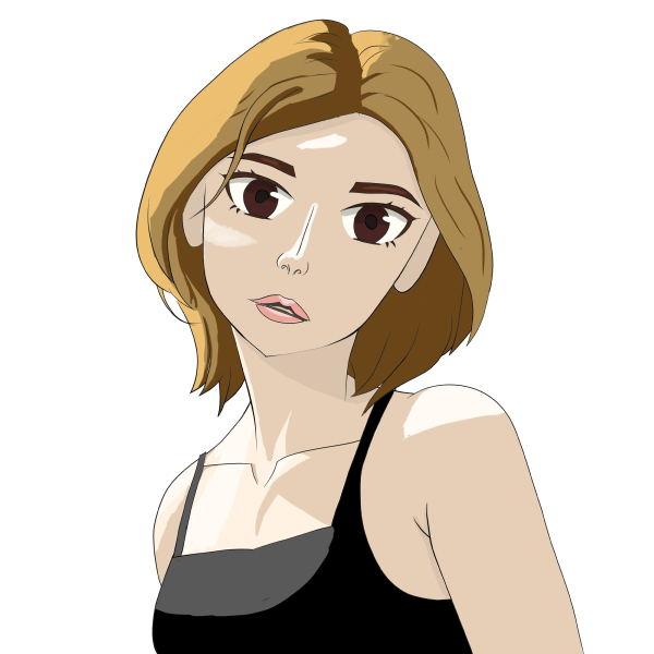 Highlights applied to anime-style character