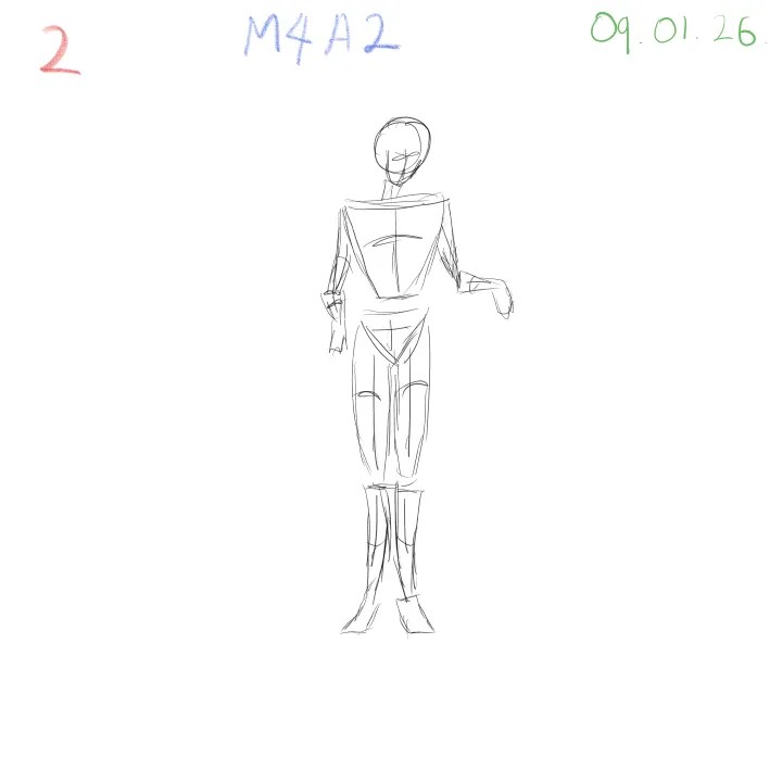 Gesture figure drawing study focusing on form and volume, sketch 2