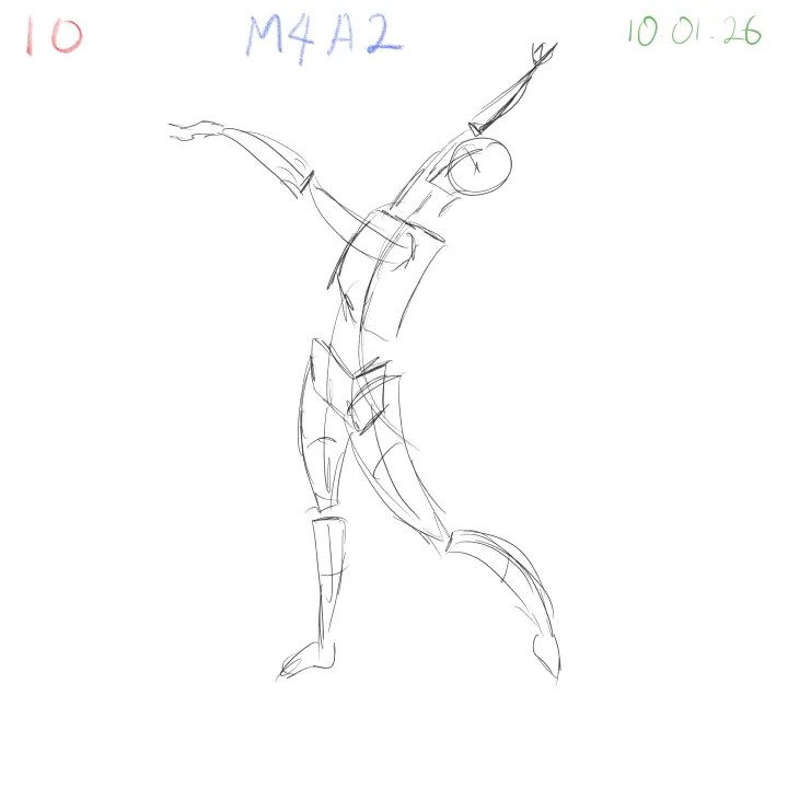 Figure drawing gesture study focusing on complex body angles 10