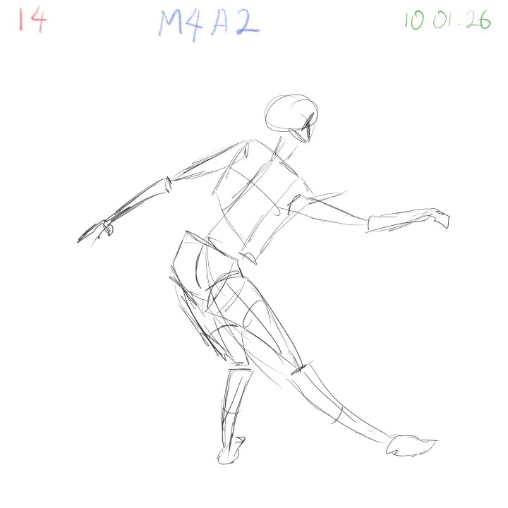 Gesture drawing study improving understanding of extreme angles 14