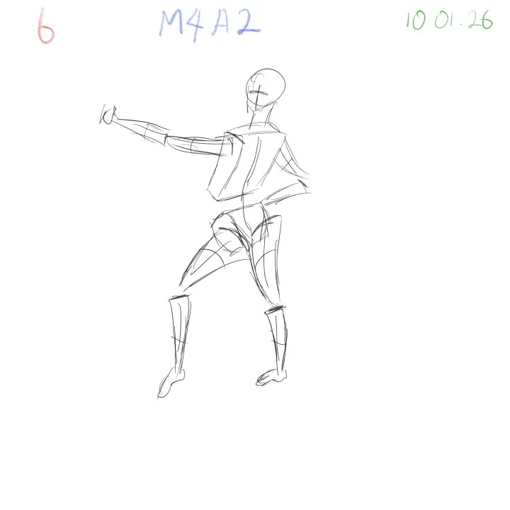 Gesture drawing study improving understanding of complex angles 6