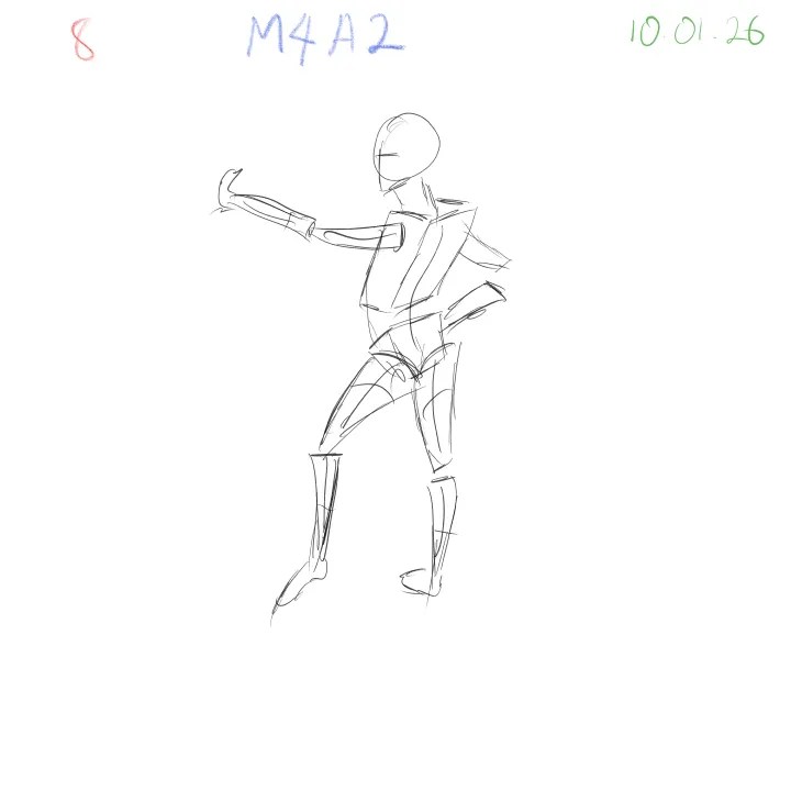 Dynamic form gesture drawing study, difficult angle exploration 8