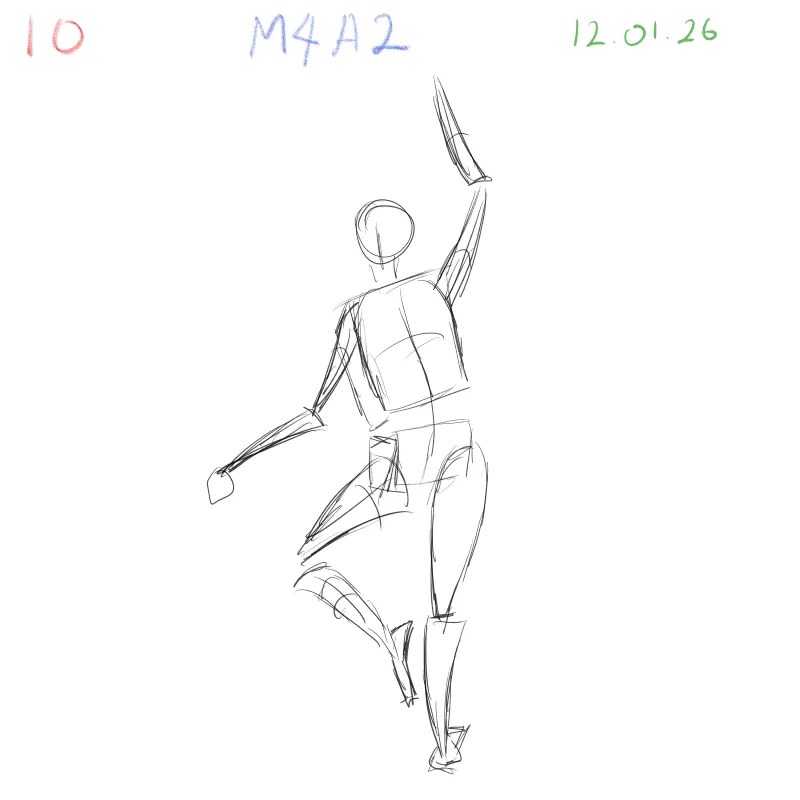Gesture drawing study with emphasis on silhouette and dynamic balance