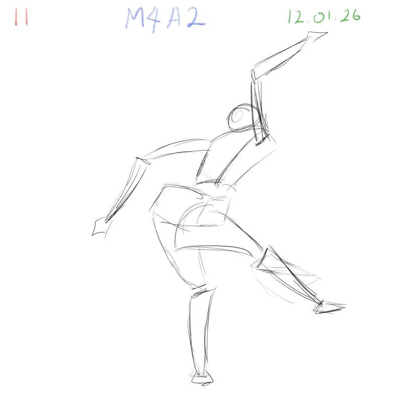 Daily gesture practice exploring movement, flow, and simplified anatomy