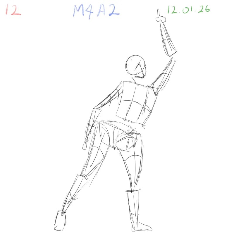 Gesture drawing exercise focusing on foreshortening and body perspective