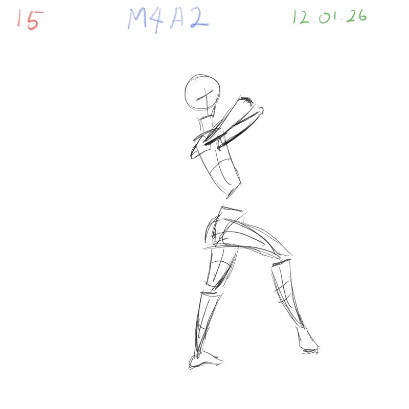 Digital gesture drawing drill with focus on dynamic action poses