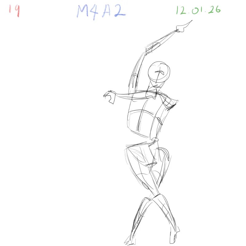 Quick gesture sketch exercise improving motion clarity and structure