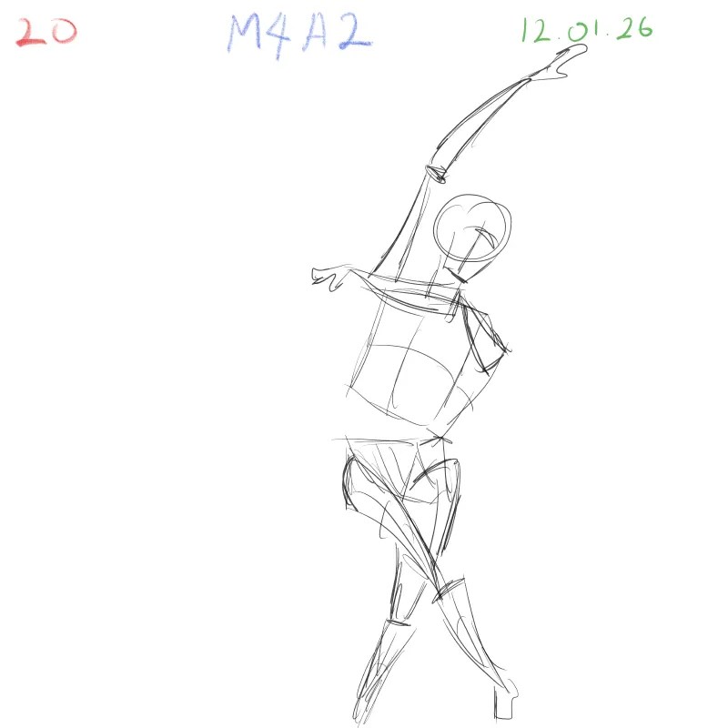 Gesture drawing assignment result studying dynamic poses and foreshortening