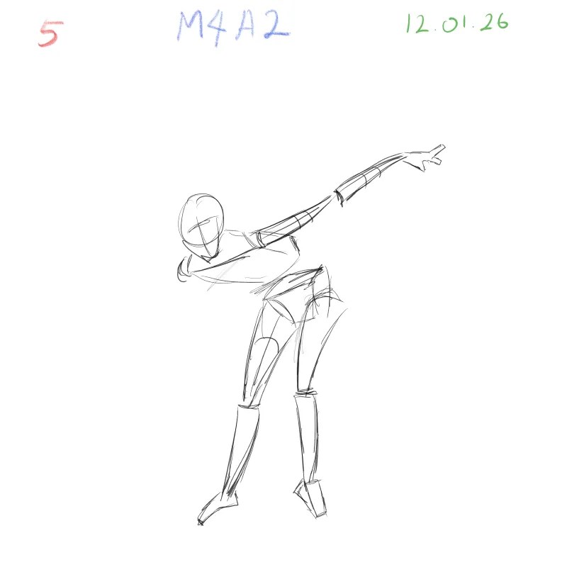 Digital gesture drawing study with focus on action lines and dynamic poses