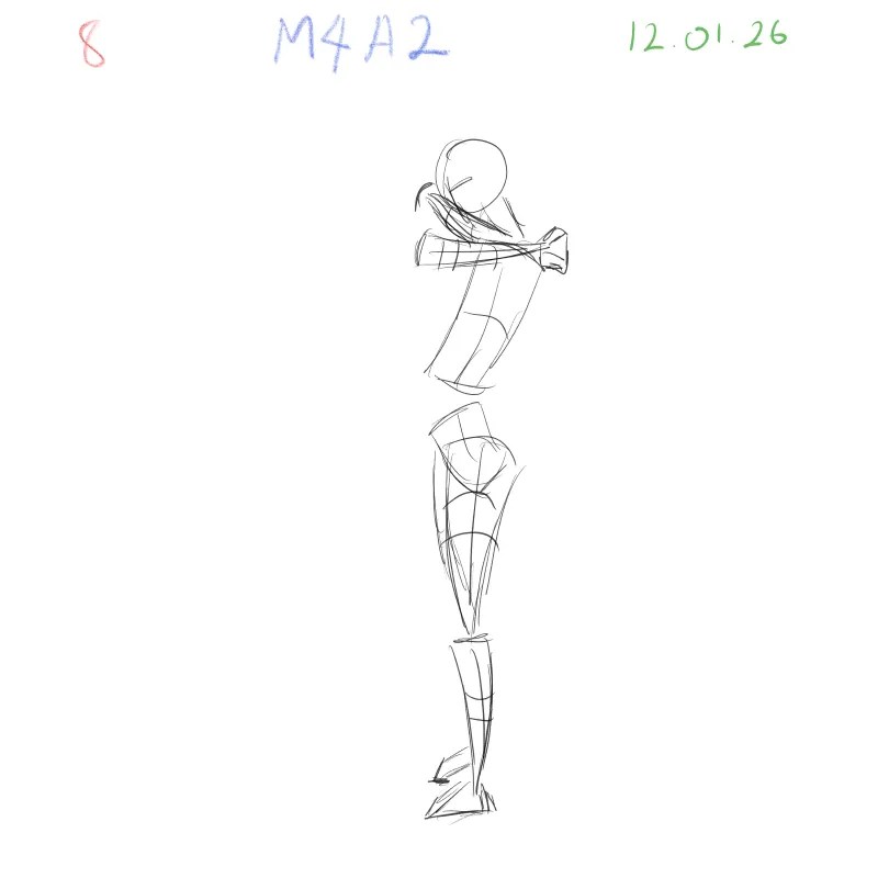 Figure gesture drawing exercise studying posture, weight, and motion