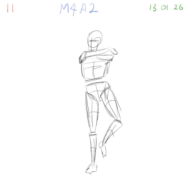 Expressive gesture drawing practice with loose lines, digital anatomy study