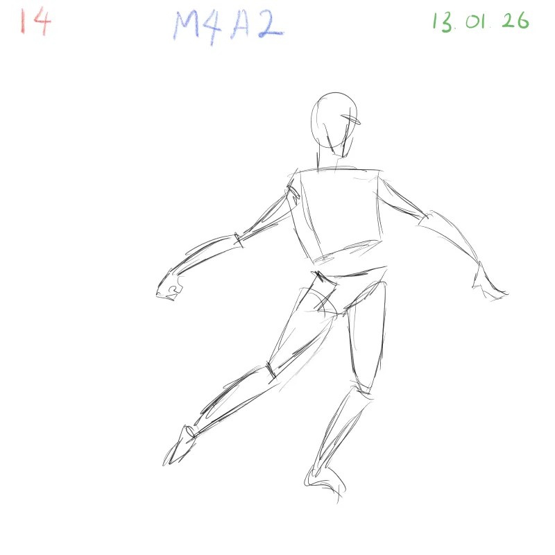 Figure gesture drawing drill for speed and clarity, digital art learning process