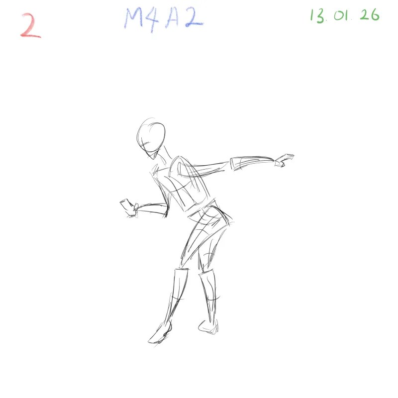 Quick gesture drawing study emphasizing dynamic poses and proportions, digital art practice