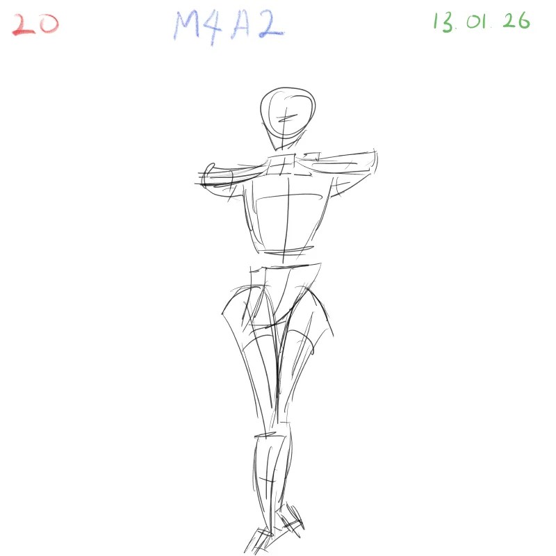 Final gesture drawing set for day 13, digital figure drawing practice M4A2