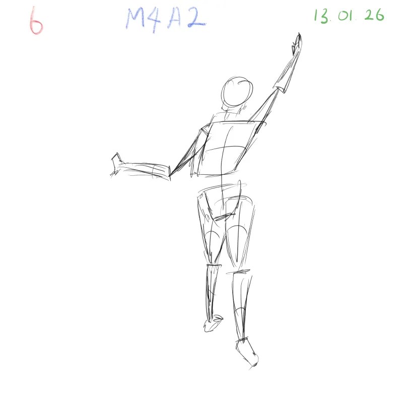 Fast gesture drawing study focusing on movement and posture, Clip Studio Paint practice