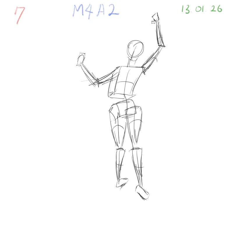 Figure gesture drawing exercise improving anatomy flow and silhouette, digital sketching