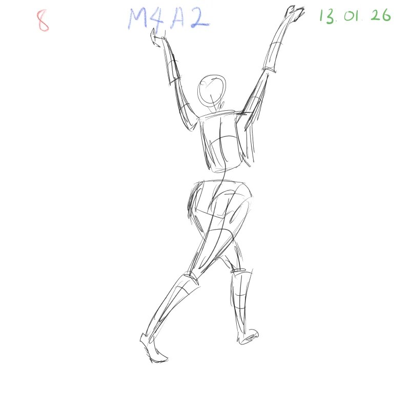 Daily gesture drawing practice capturing dynamic human poses, digital art journal