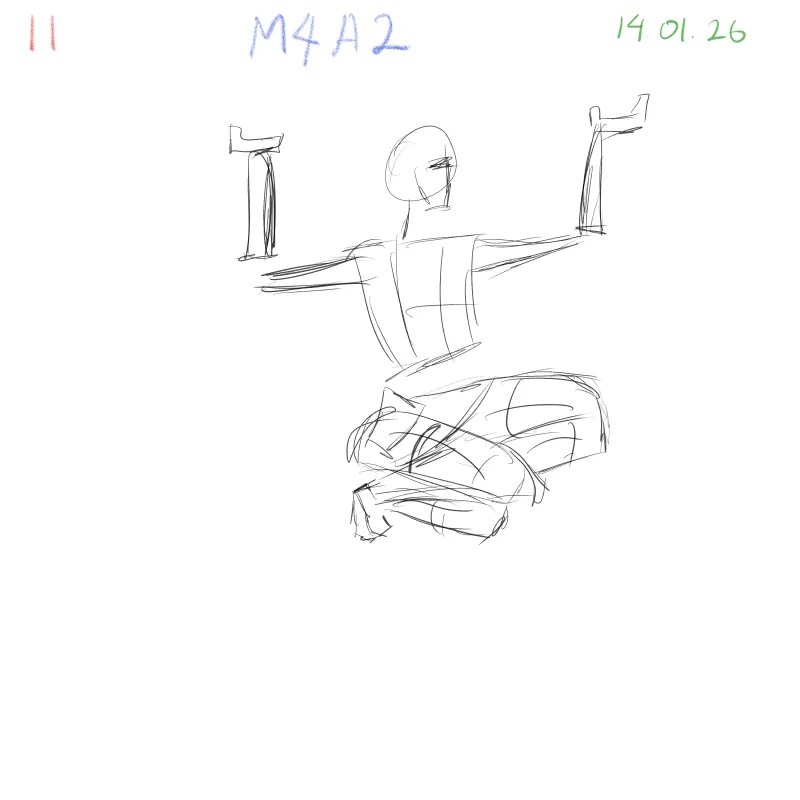 Figure gesture drawing exercise practicing 3D limb forms for clearer perspective