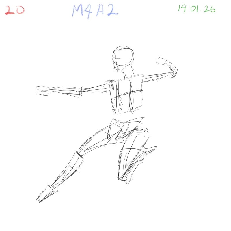 Gesture drawing assignment result improving spatial form understanding and expressive poses