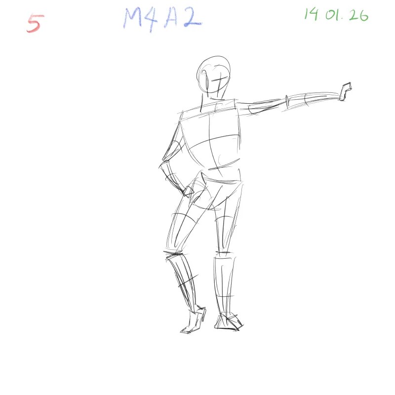 Daily digital gesture practice studying dynamic body movement and spatial forms