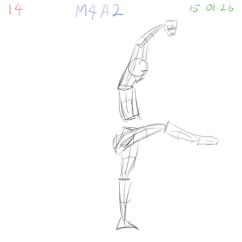 gesture drawing with light foreshortening practice