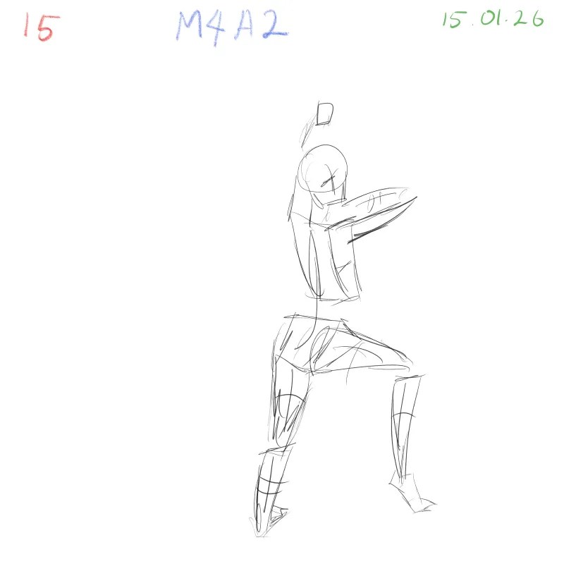 gesture sketch showing perspective and foreshortened pose