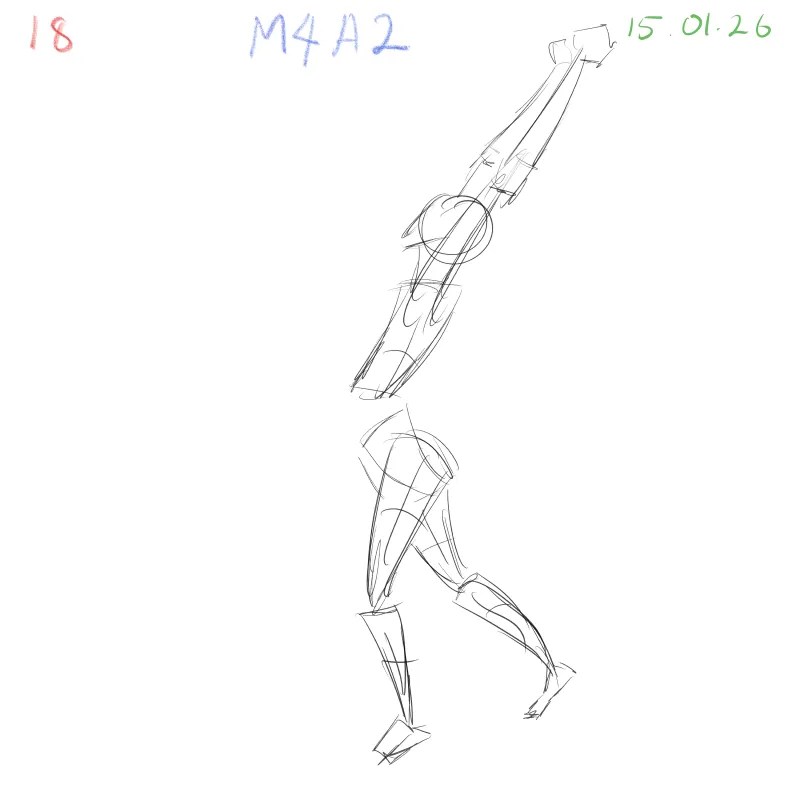 gesture drawing study with clear action line