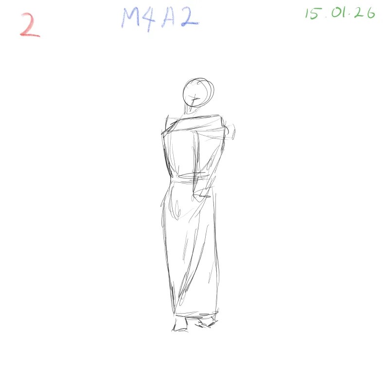gesture drawing study focusing on readable pose and clothing folds