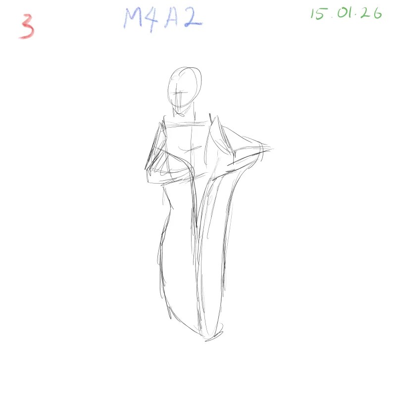 quick gesture sketch exploring body movement and fabric flow