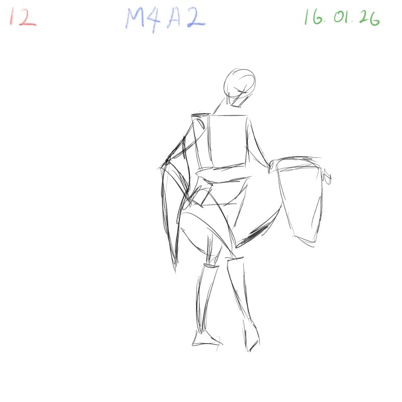 dynamic figure gesture drawing with fabric flow emphasis