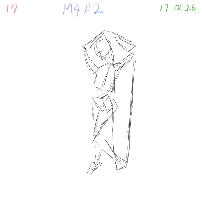 dynamic cloth gesture sketch focusing on flow and rhythm