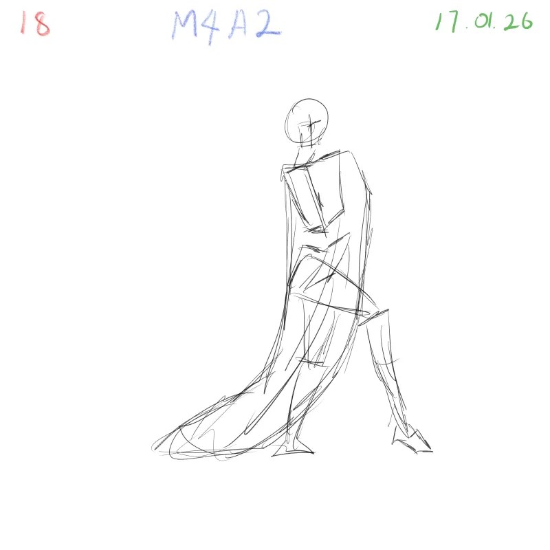 gesture drawing practice with loose clothing covering body pose