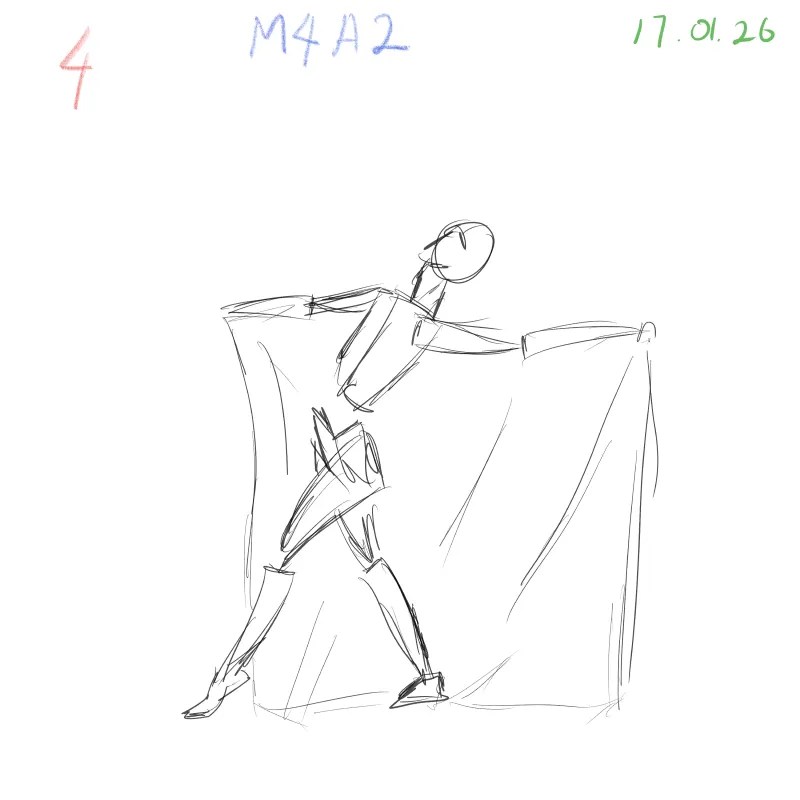 fabric gesture drawing practice with emphasis on loose clothing covering body form
