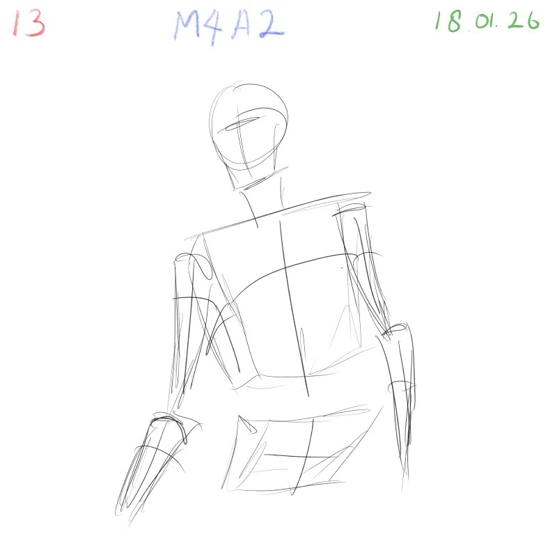 Gesture drawing exercise capturing original motion flow