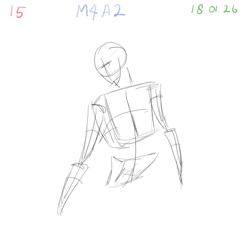 Gesture sketch study focusing on body parts and flow