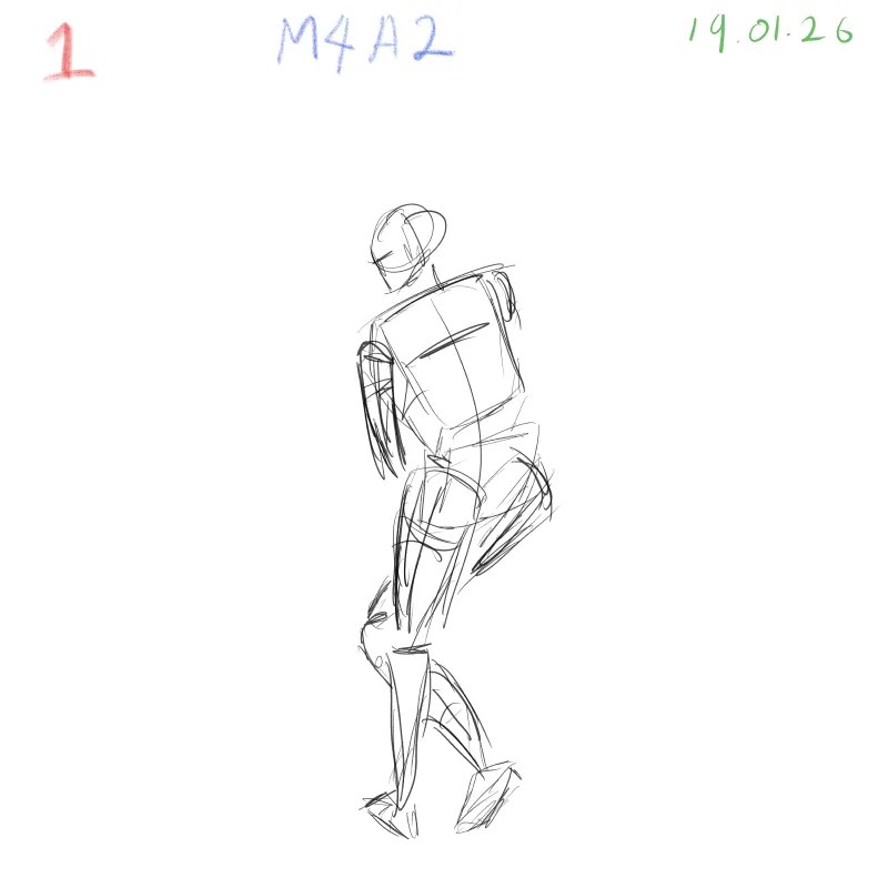 gesture drawing practice M4A2 dynamic figure study pose 1 Clip Studio Paint Samsung Tab S10 FE