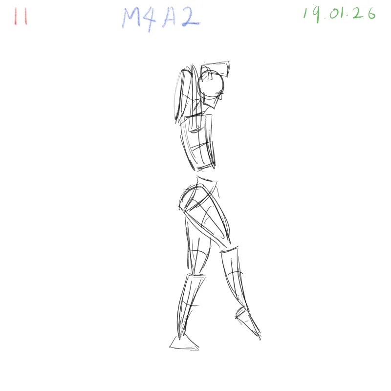gesture drawing practice M4A2 dynamic figure study pose 11 Clip Studio Paint Samsung Tab S10 FE