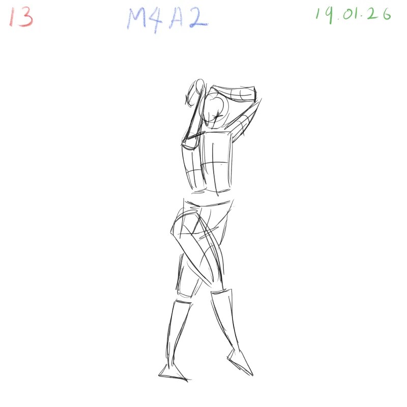 gesture drawing practice M4A2 dynamic figure study pose 13 Clip Studio Paint Samsung Tab S10 FE
