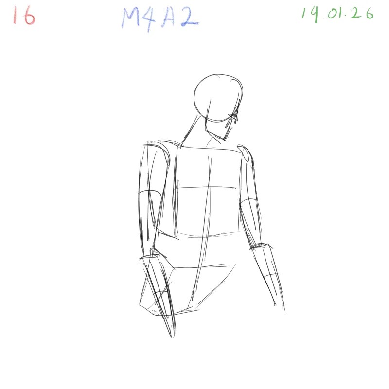 gesture drawing practice M4A2 dynamic figure study pose 16 Clip Studio Paint Samsung Tab S10 FE