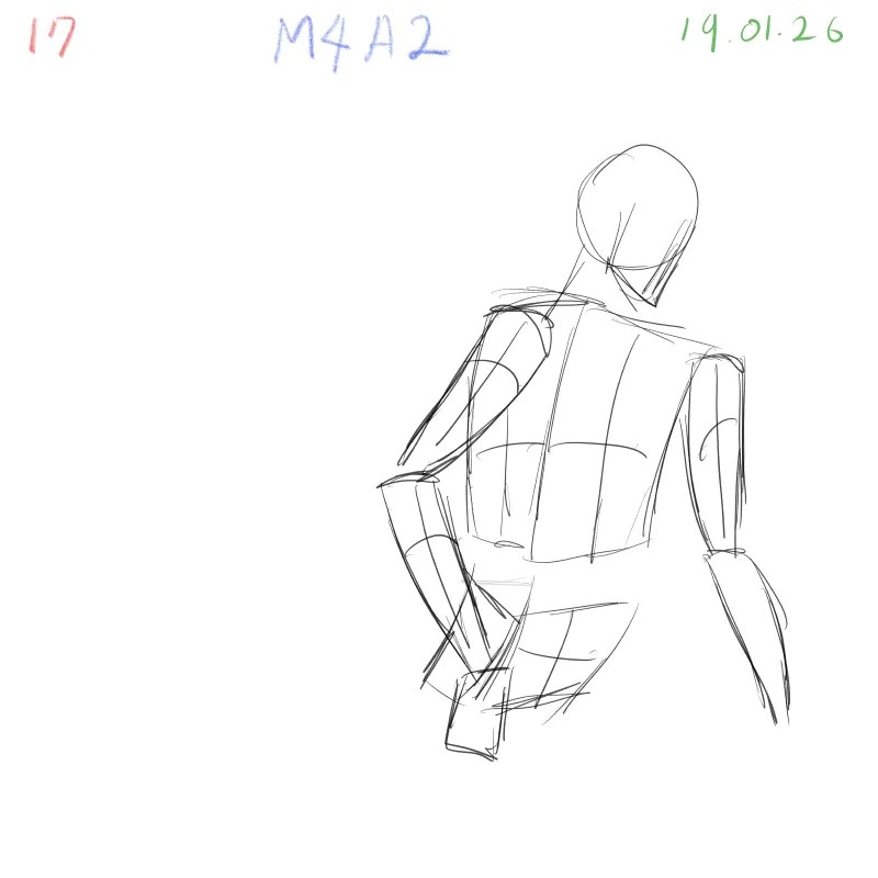 gesture drawing practice M4A2 dynamic figure study pose 17 Clip Studio Paint Samsung Tab S10 FE